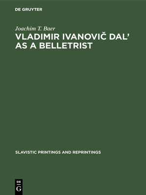 cover image of Vladimir Ivanovič Dal' as a Belletrist